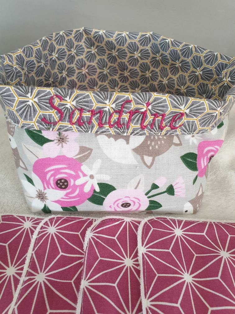 Lingettes lavable avec panière et pochette de transport