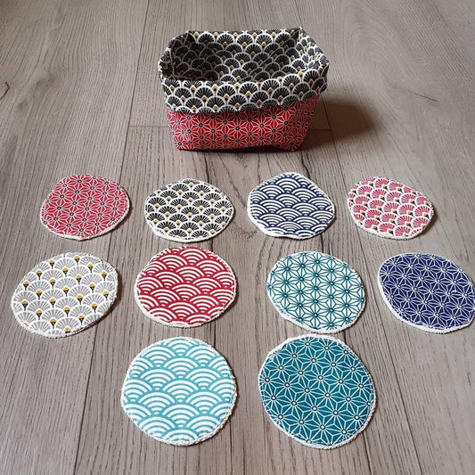 Set of 20 washable makeup remover pads, Oeko-Tex bamboo sponge with basket