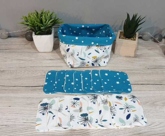 Bamboo washable wipes with dandelion basket