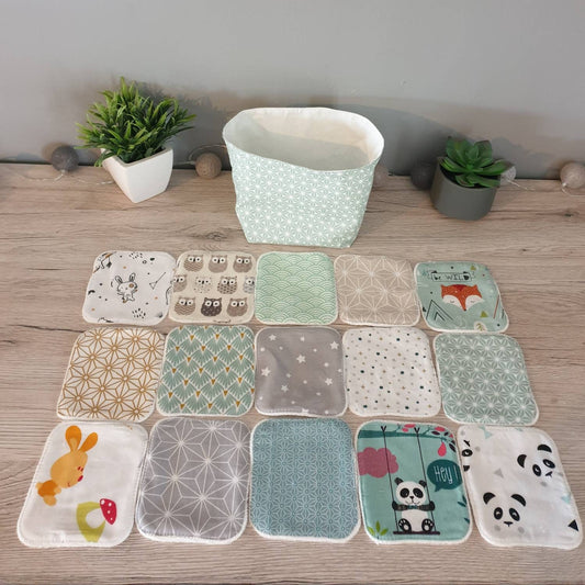 Bamboo washable wipes with basket