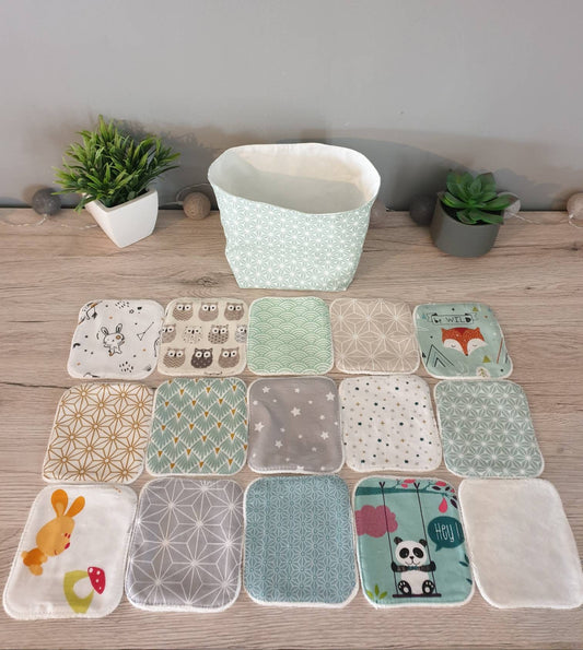 Bamboo washable wipes with basket