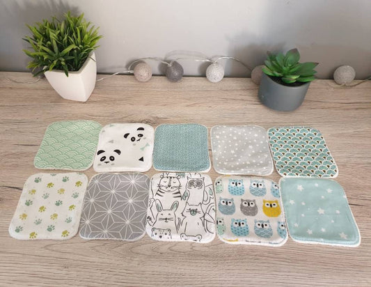 Washable cotton baby wipes x10