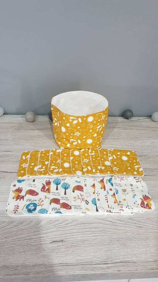 20 washable wipes with lion animal basket