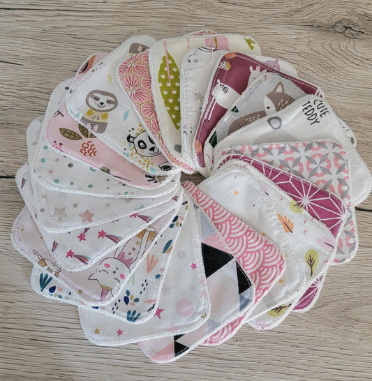 20 washable bamboo wipes for girls