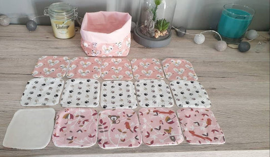 Bamboo washable wipes with basket x15