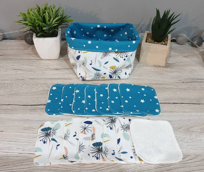 Bamboo washable wipes with dandelion basket