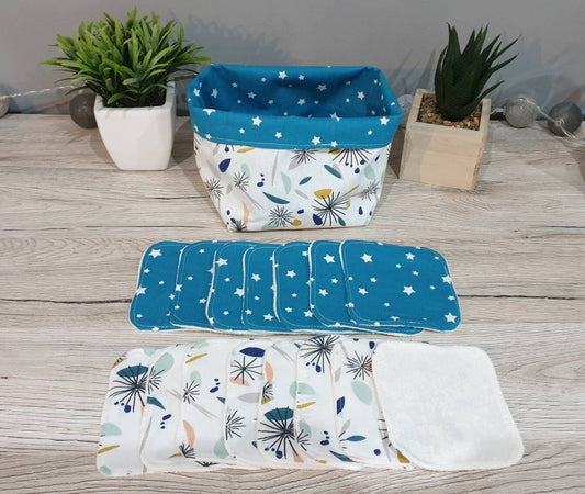 Bamboo washable wipes with dandelion basket