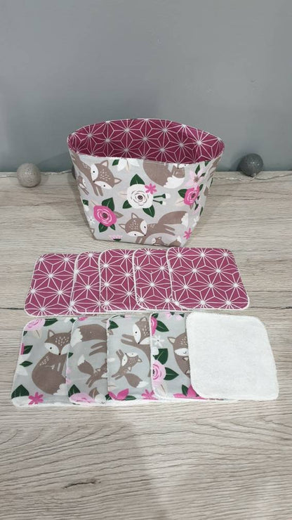 Bamboo washable wipes with basket x10