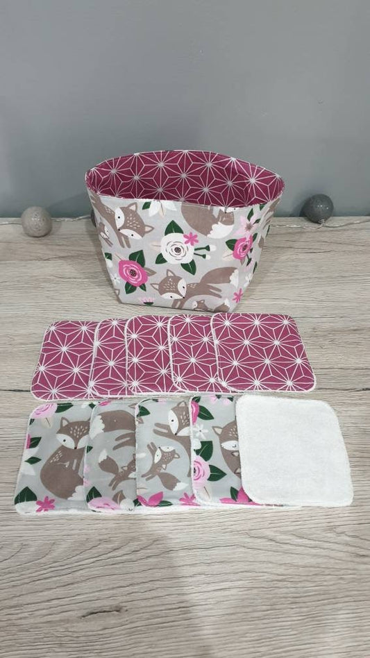 Bamboo washable wipes with basket x10