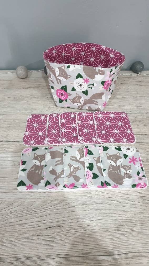 Bamboo washable wipes with basket x10