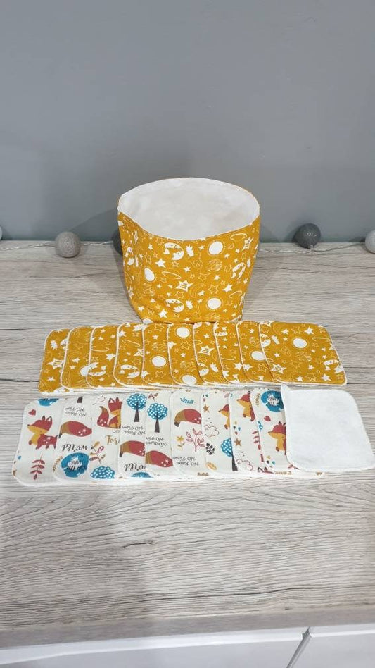 20 washable wipes with lion animal basket