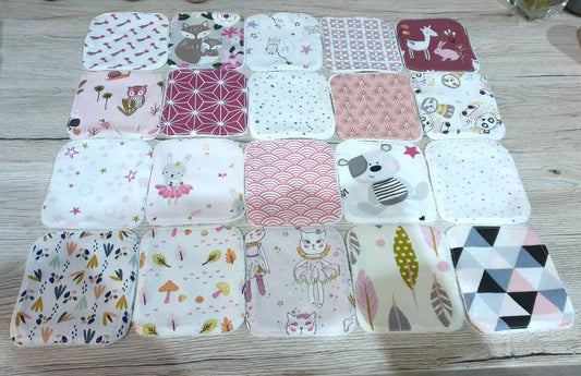 20 washable bamboo wipes for girls