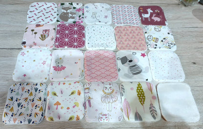 20 washable bamboo wipes for girls