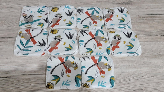 Washable baby wipes cotton diaper 10 wild animals