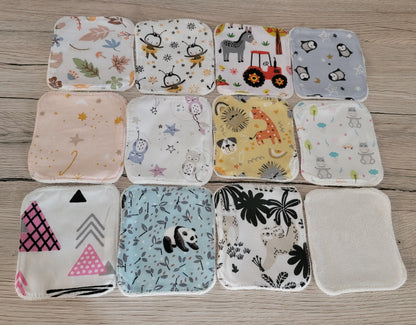 12 washable heart-shaped baby wipes for women
